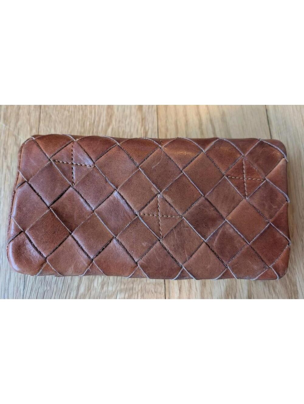 Classic VILENCA HOLLAND Cognac Genuine Leather Woven Wallet